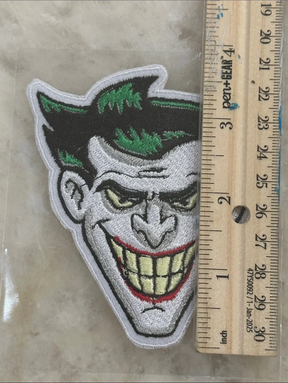 Green & White Joker Face Embroidered Iron-On
